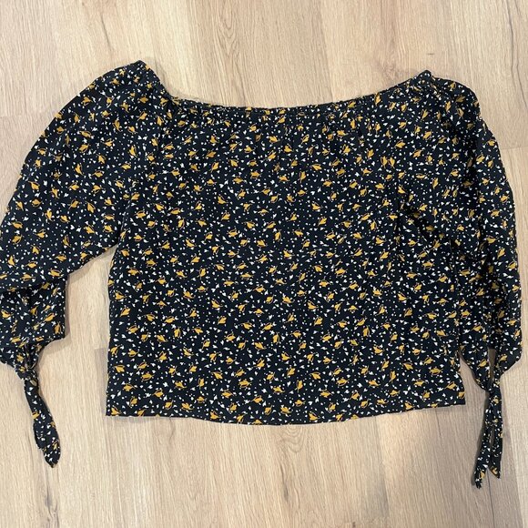Madewell Black and Gold Off The Shoulder Top Size Small - Picture 6 of 6